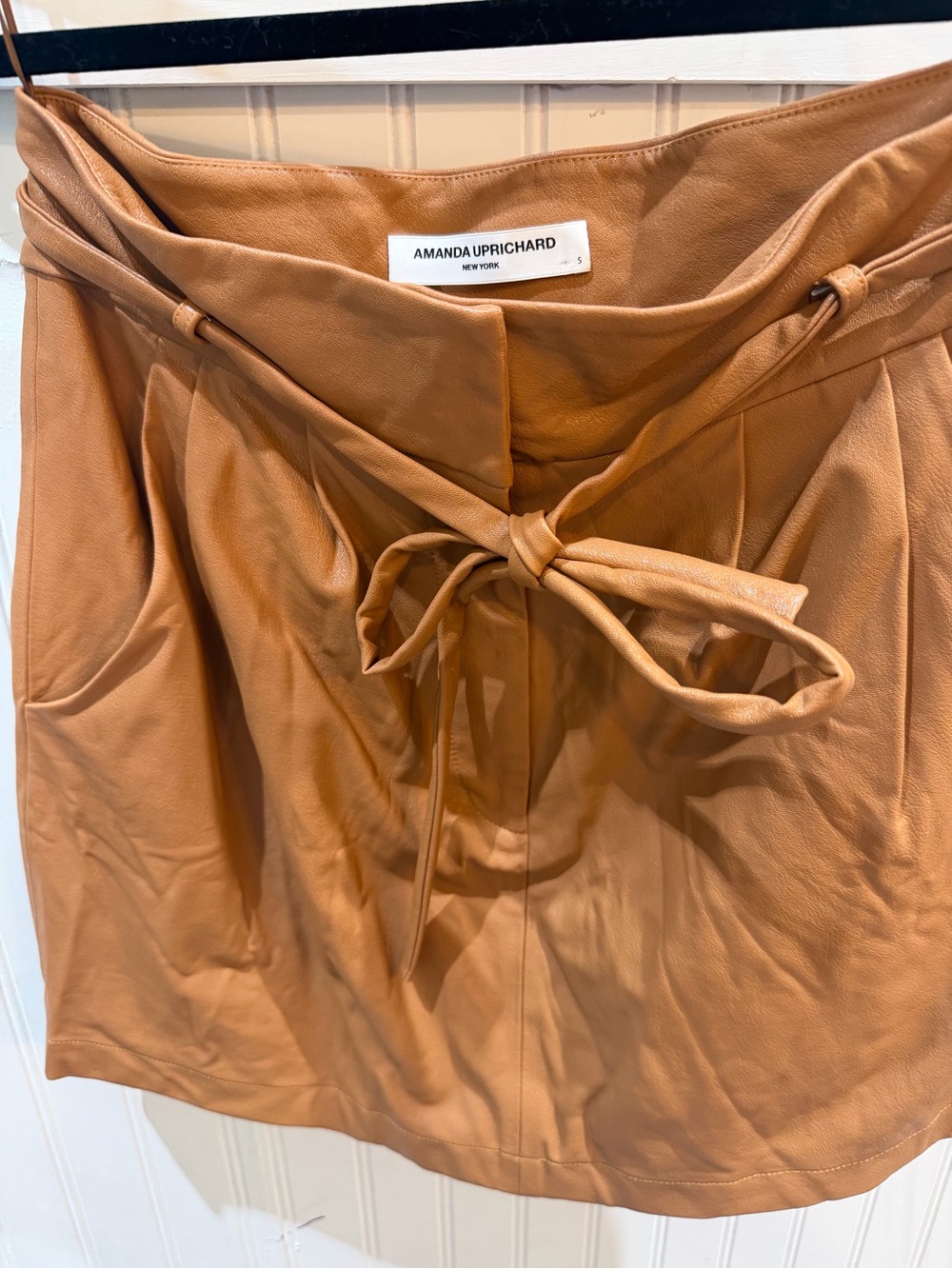 Amanda Uprichard camel Paperbag Tie-Waist Mini Skirt